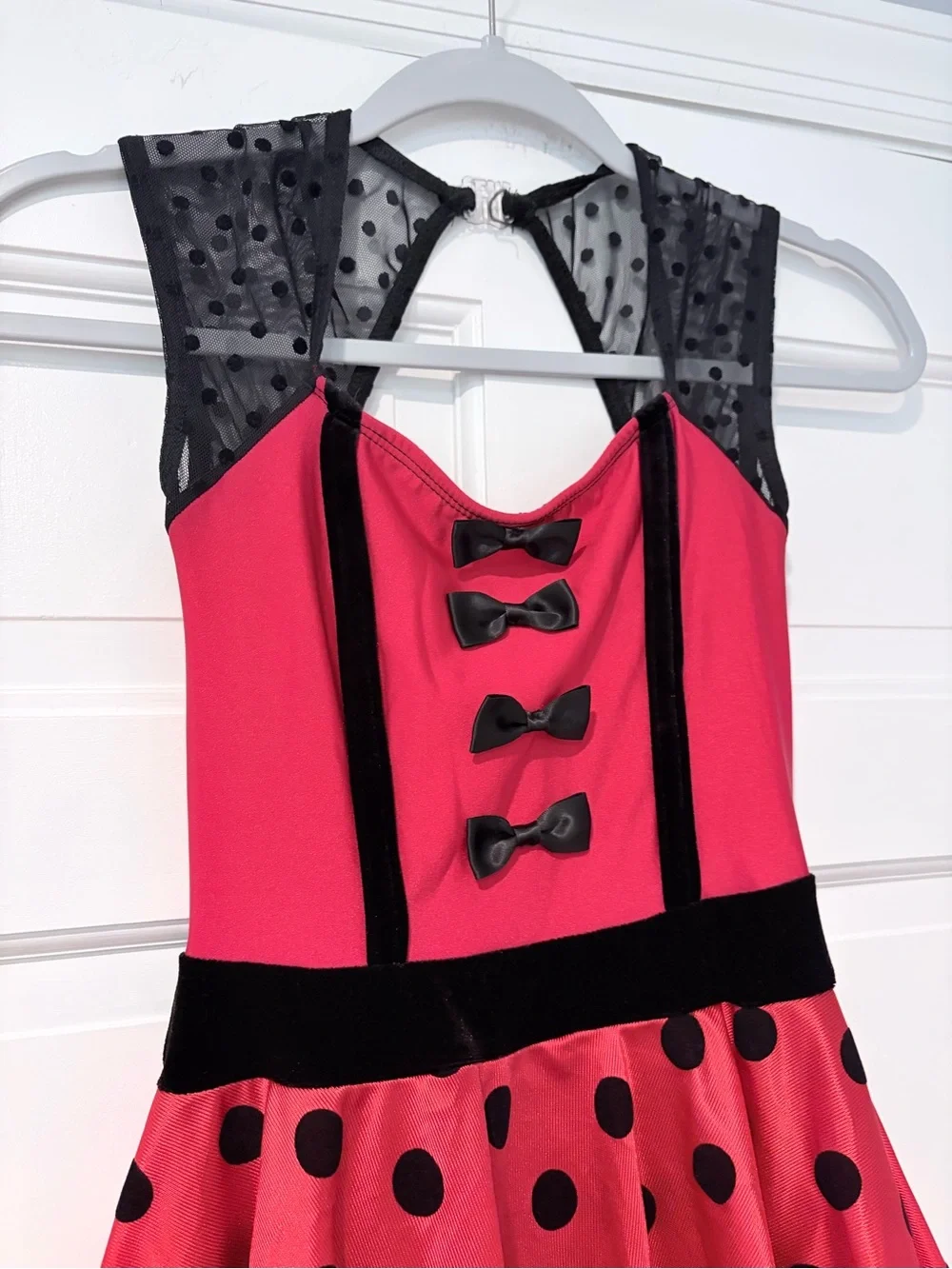 Red Polka Dot Dance Costume Dress w/ Hat Gloves Bow Adult Small Complete Set